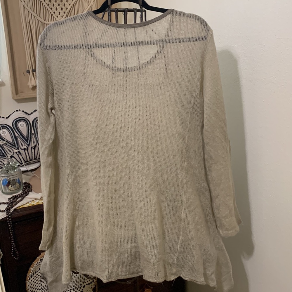 EUC Via Veneto Gorgeous Mohair Dream Moda Sweater Ruffled Lace Detail L/XL - Picture 7 of 8